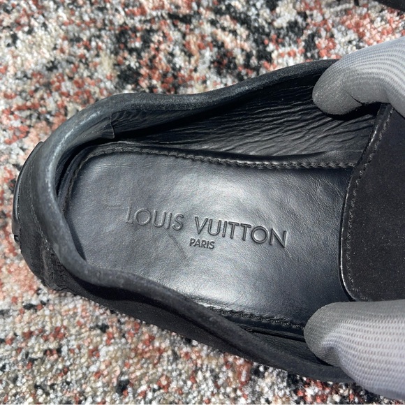 Authentic Louis Vuitton Black Suede Loafers Size 10 - Picture 10 of 11